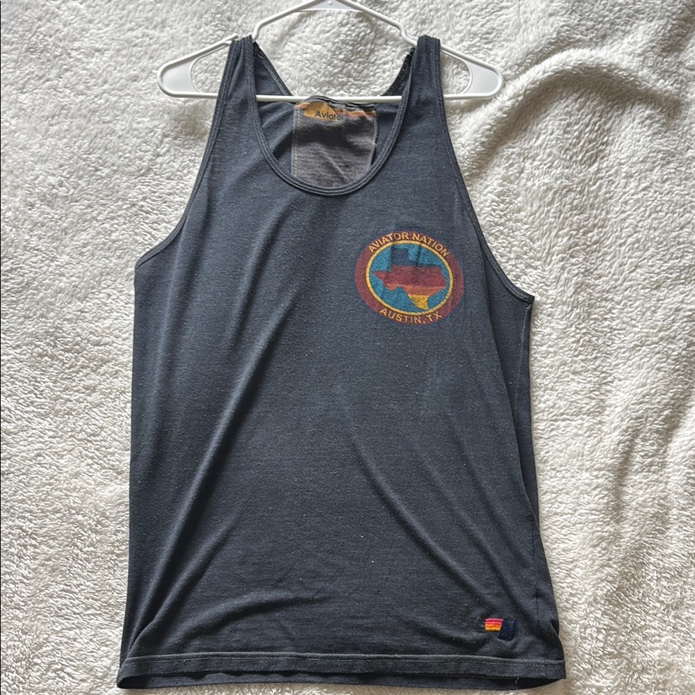 Navy Tank Top with Embroidered Logo